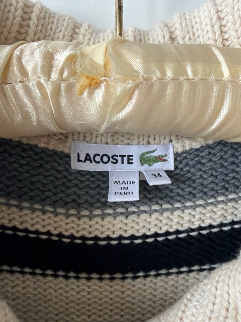 Vintage Lacoste Striped Cable Knit Sweater